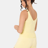 Sundé Knitted Ribbed V-Neck Top – Lemon