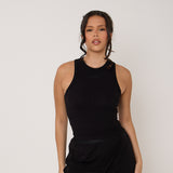 Modal Ribbed Racer Vest - Black - Sunde