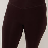 Velour Touch Wrap High-Waisted Flare Leggings - Espresso