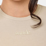 Modal Ribbed Basic T-Shirt - Latte- Sunde