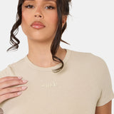 Modal Ribbed Basic T-Shirt - Latte- Sunde