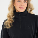Velour Touch  1/4 Zip Sweater- Washed Black - Sunde