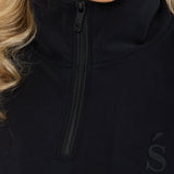 Velour Touch  1/4 Zip Sweater- Washed Black - Sunde