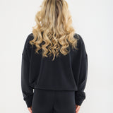 Velour Touch  1/4 Zip Sweater- Washed Black - Sunde