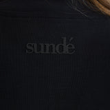Velour Touch  1/4 Zip Sweater- Washed Black - Sunde