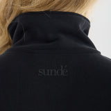 Velour Touch  1/4 Zip Sweater- Washed Black - Sunde