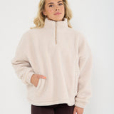 Teddy Bear 1/4 Zip Sherpa Jacket - Oat