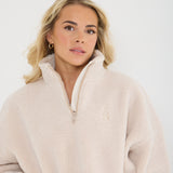 Teddy Bear 1/4 Zip Sherpa Jacket - Oat