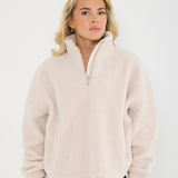 Teddy Bear 1/4 Zip Sherpa Jacket - Oat