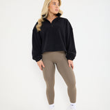 Oversized ¼ Zip Teddybear Fleece - Black