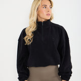 Oversized ¼ Zip Teddybear Fleece - Black