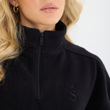 Oversized ¼ Zip Teddybear Fleece - Black