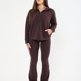 Velour Touch 1/4 Zip Sweater- Espresso - Sunde