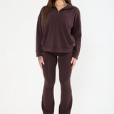Velour Touch 1/4 Zip Sweater- Espresso - Sunde