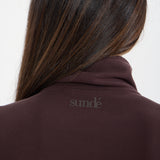 Velour Touch 1/4 Zip Sweater- Espresso - Sunde