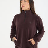 Velour Touch 1/4 Zip Sweater- Espresso - Sunde