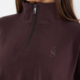 Velour Touch 1/4 Zip Sweater- Espresso - Sunde