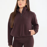 Velour Touch 1/4 Zip Sweater- Espresso - Sunde