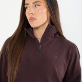 Velour Touch 1/4 Zip Sweater- Espresso - Sunde