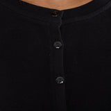 Cosy Brushed Ribbed Button Top -Black