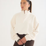 Oversized ¼ Zip Teddybear Fleece - Cream