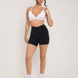 Velour Touch Wrap High-Waisted Cycling Short - Washed Black