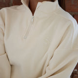 Oversized ¼ Zip Teddybear Fleece - Cream