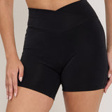 Velour Touch Wrap High-Waisted Cycling Short - Washed Black