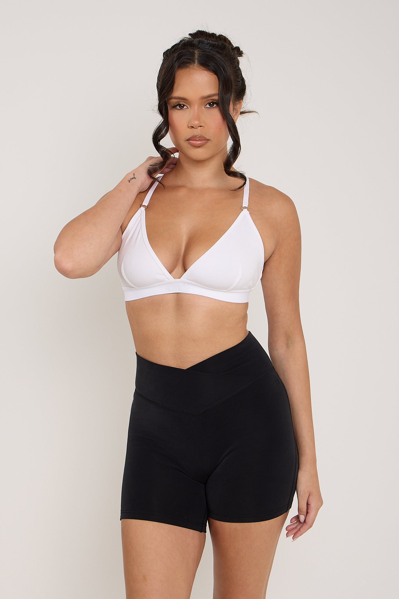Velour Touch Wrap High-Waisted Cycling Short - Washed Black