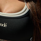 Sculpt Double Layer High Impact Sports Bra -Black Cream