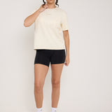 Velour Touch Wrap High-Waisted Cycling Short - Washed Black