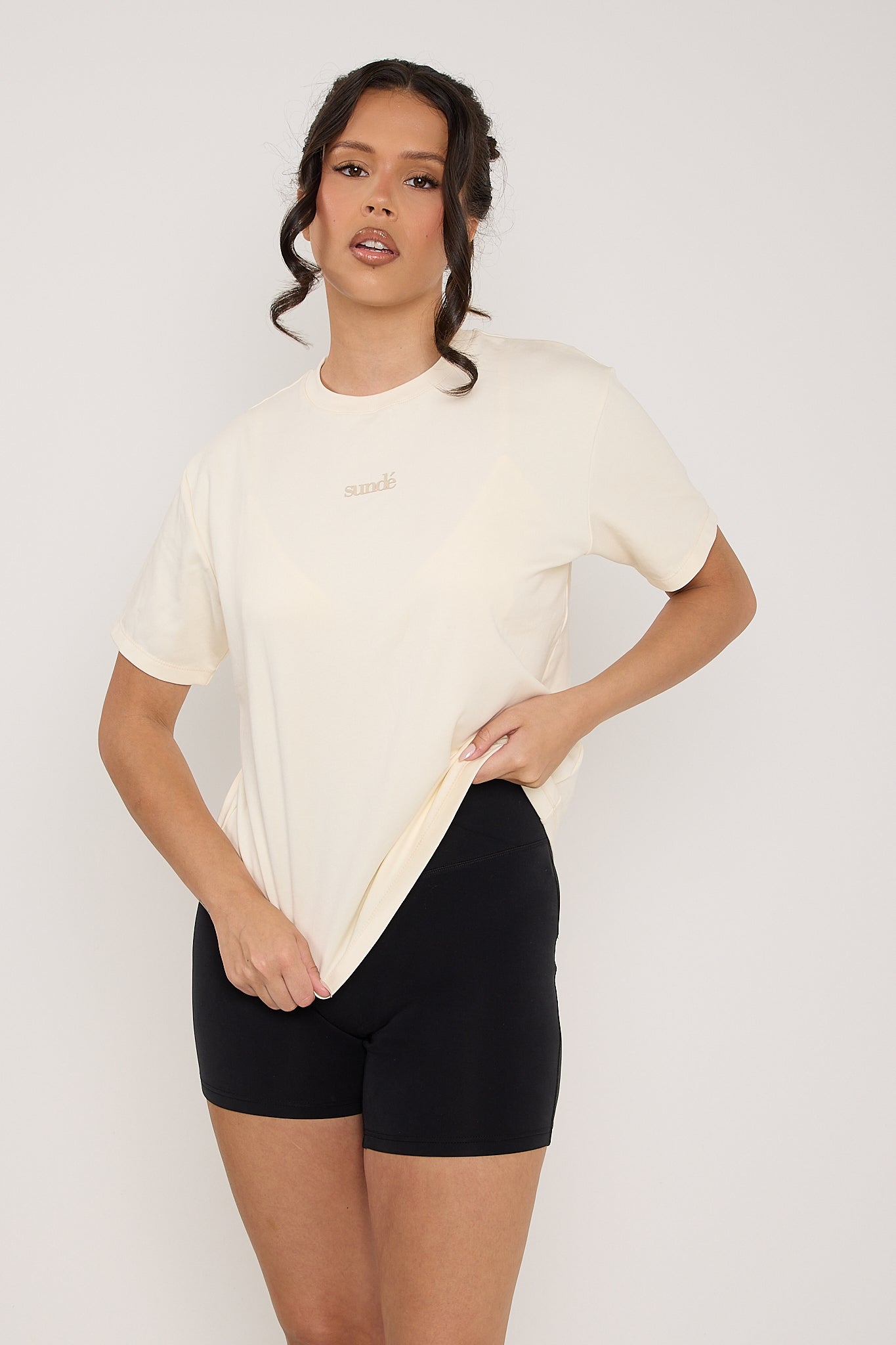 Velour Touch Wrap High-Waisted Cycling Short - Washed Black