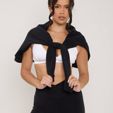Velour Touch Wrap High-Waisted Cycling Short - Washed Black