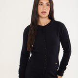Knitted Lounge Fitted Cardi – Ebony Black