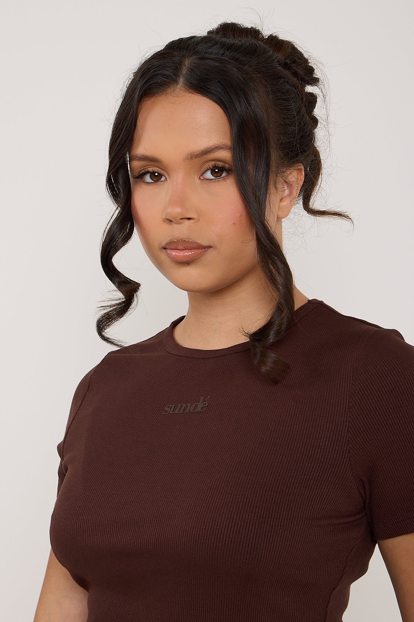 Modal Ribbed Basic T-Shirt - Chocolate - Sunde