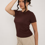 Modal Ribbed Basic T-Shirt - Chocolate - Sunde