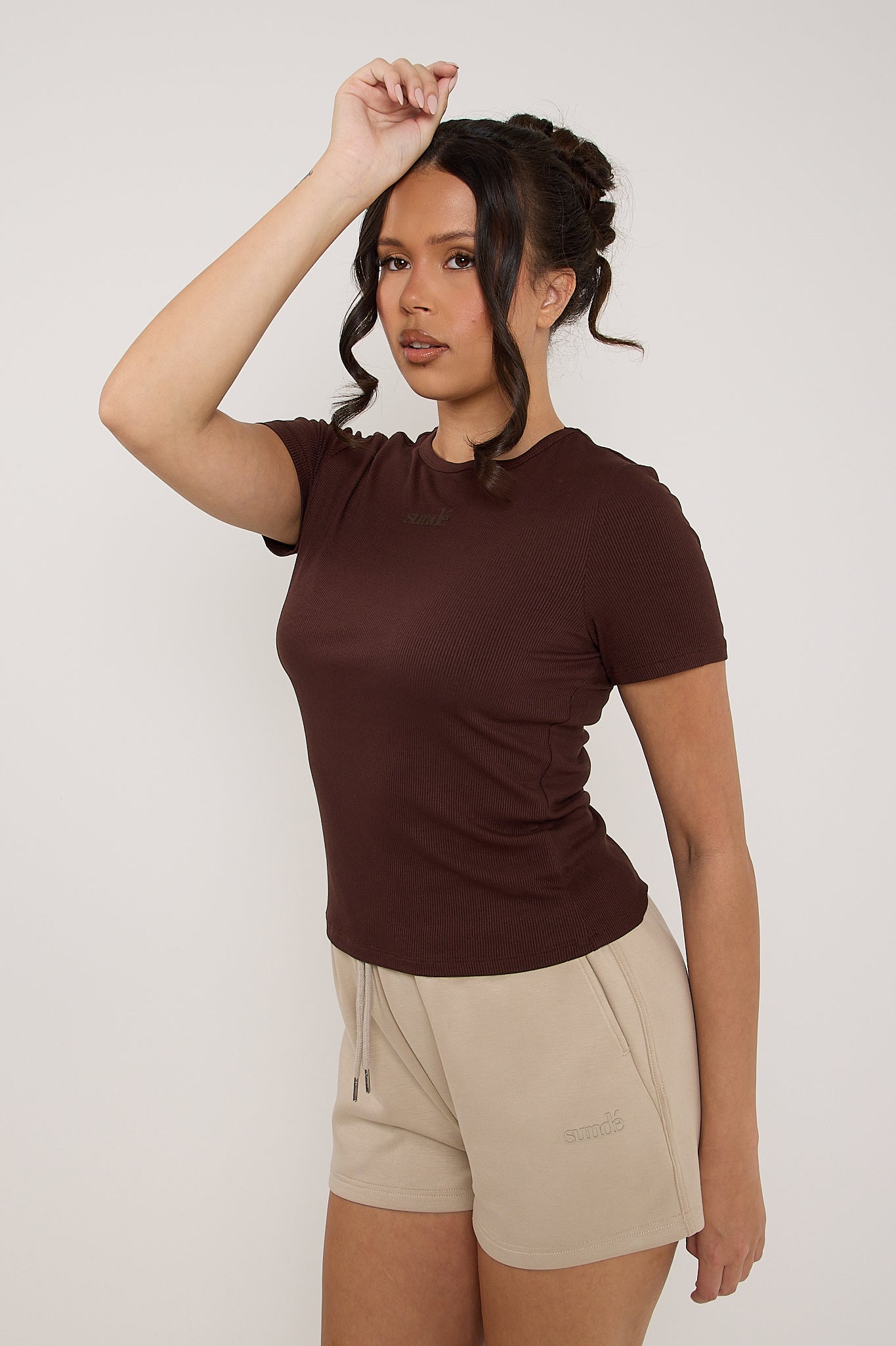 Modal Ribbed Basic T-Shirt - Chocolate - Sunde
