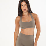 Sculpt Halter Sports Bra - Taupe