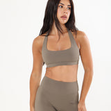 Sculpt Halter Sports Bra - Taupe