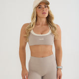 Sculpt Double Layer High Impact Sports Bra - Mocha Cream