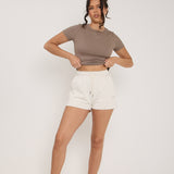 Modal Ribbed Basic T-Shirt - Mocha - Sunde