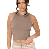 Modal Ribbed Racer Vest - Mocha - Sunde