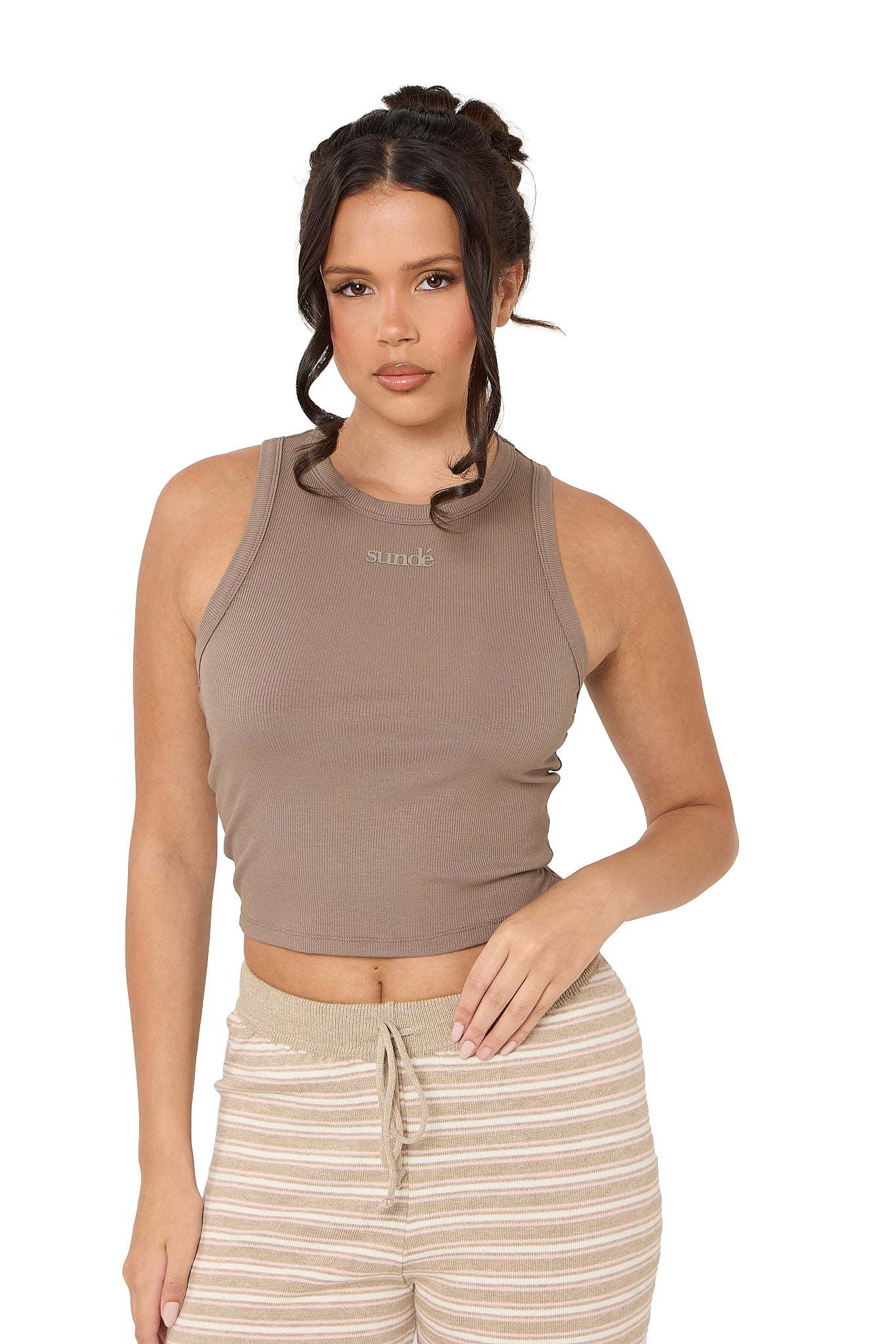 Modal Ribbed Racer Vest - Mocha - Sunde