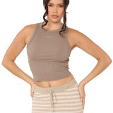 Modal Ribbed Racer Vest - Mocha - Sunde