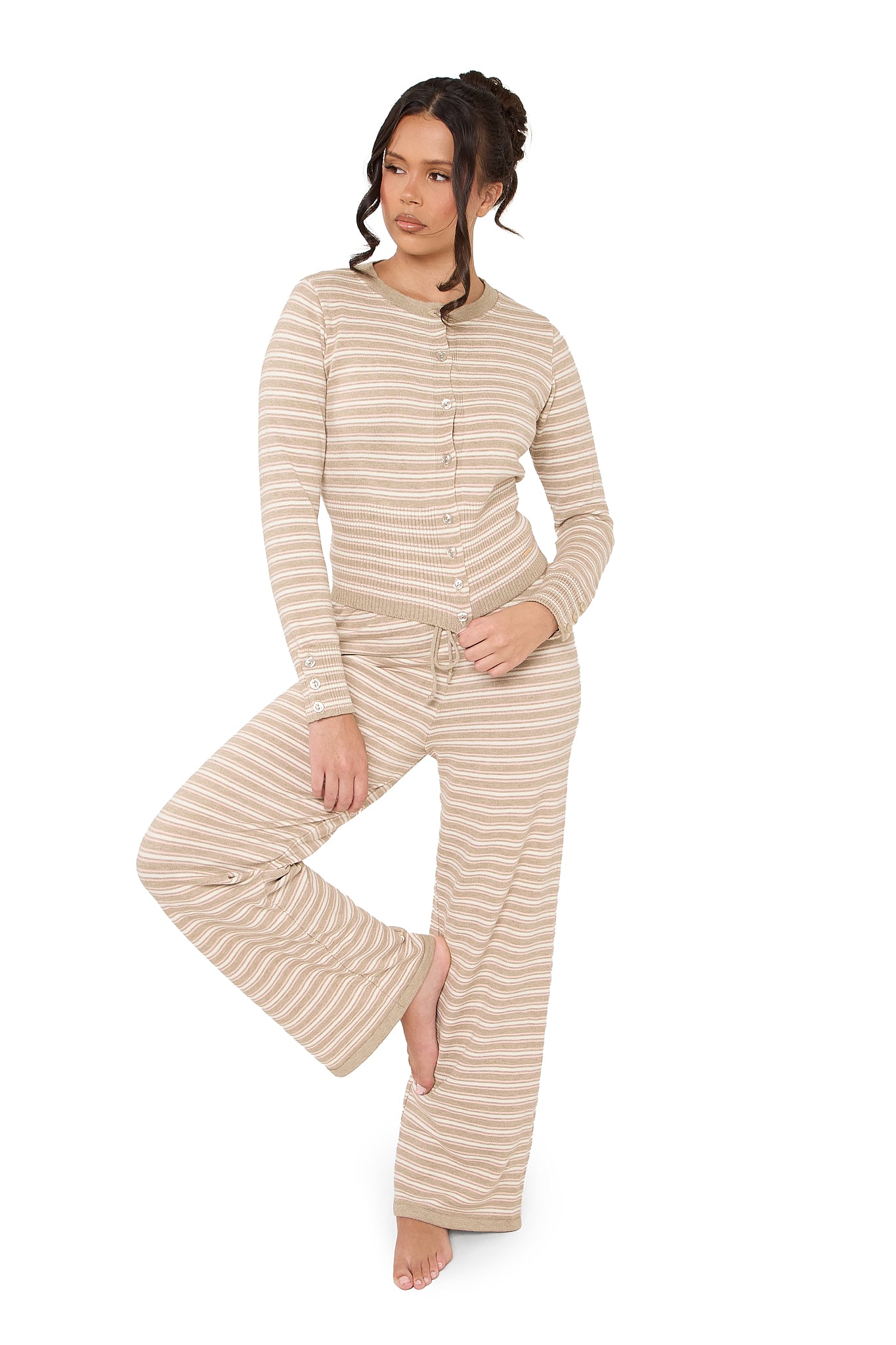 Thea Knitted Lounge Cardi- Mocha Pink