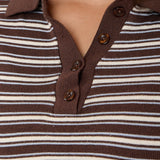 Rhia Knitted Stripe Polo - Brown Blue