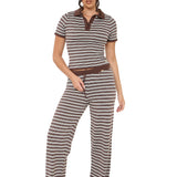 Thea Knitted Lounge Trousers - Brown Blue