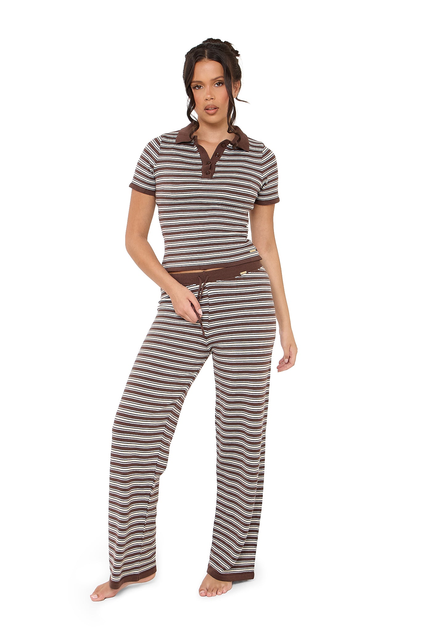 Thea Knitted Lounge Trousers - Brown Blue