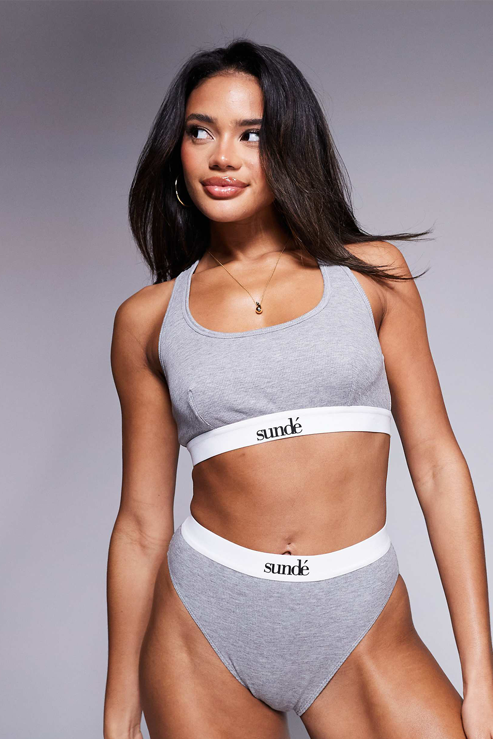 Lyocell Cotton Ribbed Brief - Grey Marl - Sunde