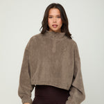 Oversized ¼ Zip Teddybear Fleece - Mocha - sundé